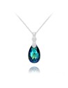 Collier Mini Goutte 16mm en Argent et Cristal Bleu Bermude MOQ 10
