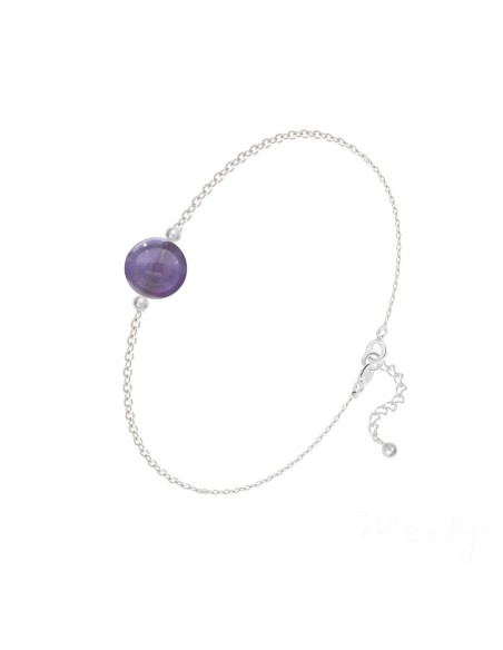 Bracelet Perle Ronde 8mm en Argent et Pierre Naturelle Améthyste MOQ 10